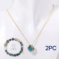 Natural stone beaded necklace and matching bracelet jewellery set