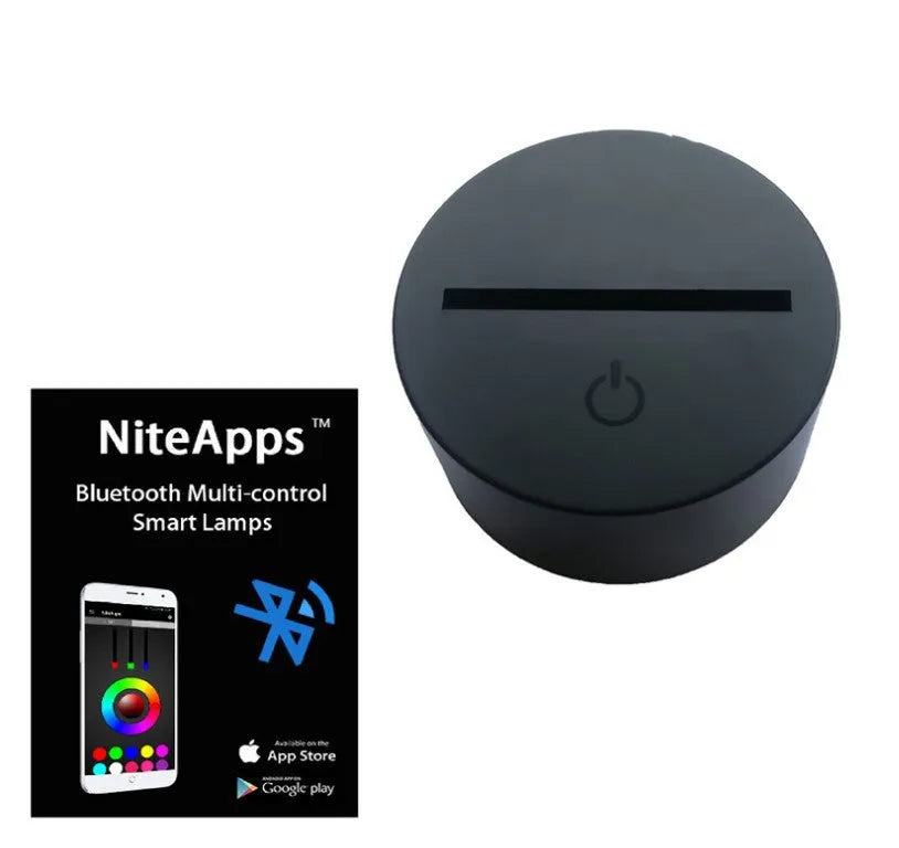 Home 3D creative LED colour changing night light with remote control and acrylic shade in black touch finish