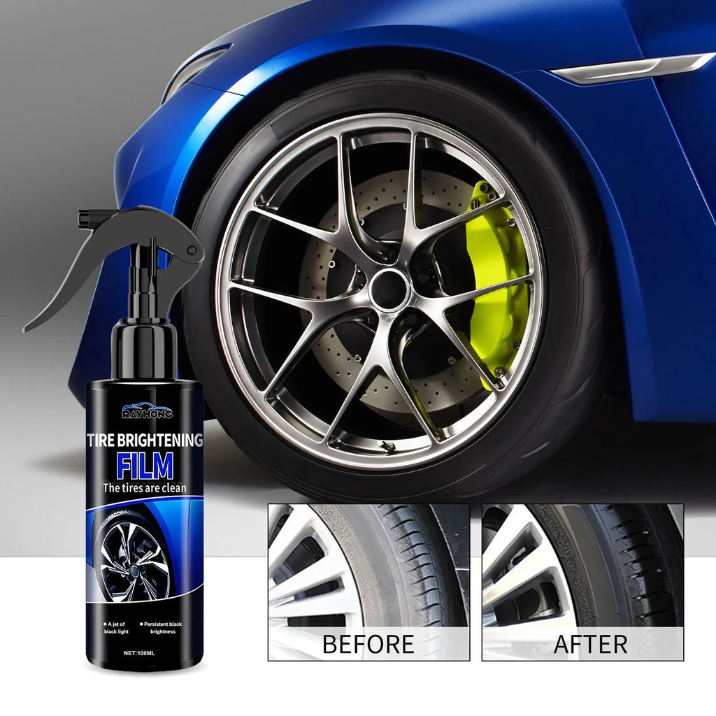 Car tire spray paint 100ml bottle with cleaning agent for tyre refurbishment and polishing