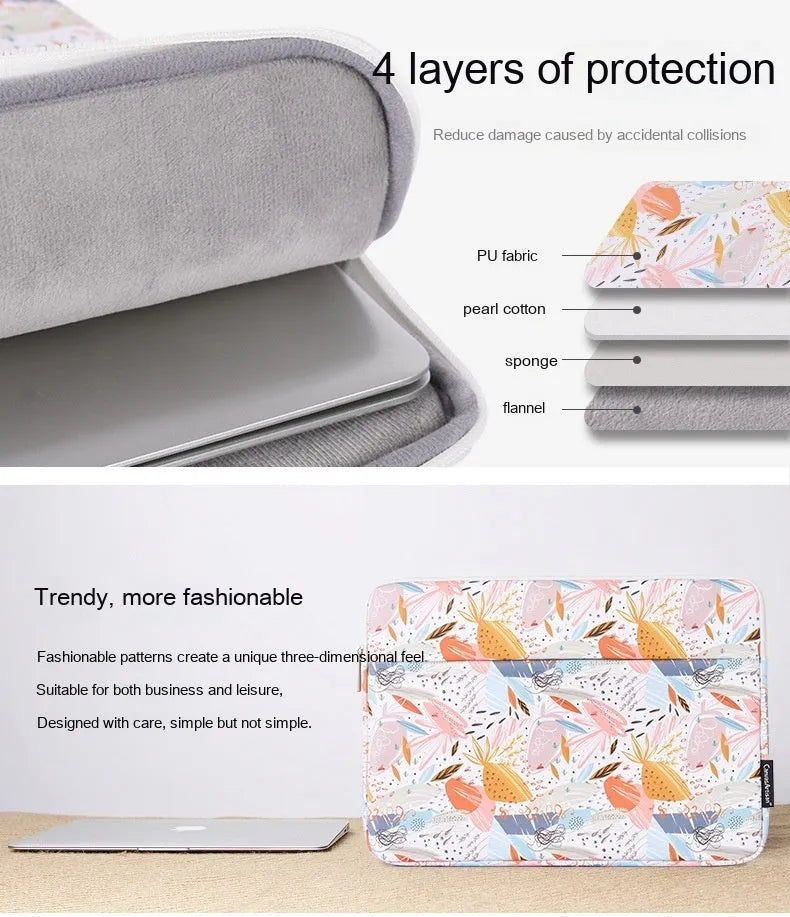 White waterproof 14 inch laptop bag made from PU leather with anti-seismic protection