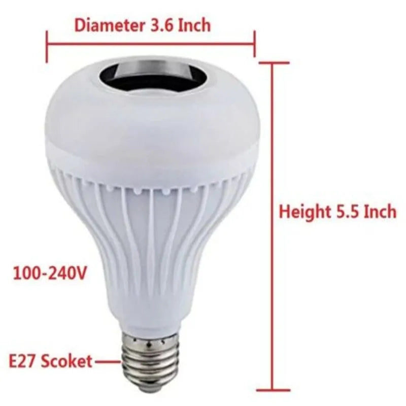 White E27 Bluetooth speaker bulb with LED lighting and integrated wireless audio functionality