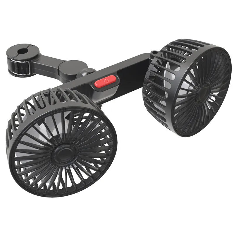 Black car USB rear seat fan with adjustable head for backseat cooling