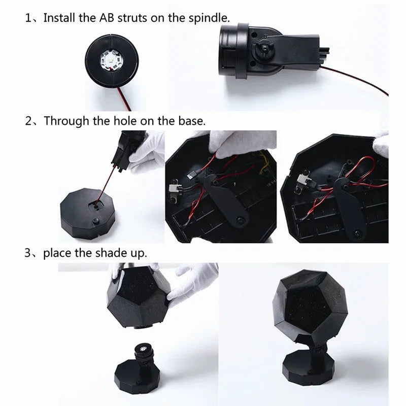 LED star projector night light projecting constellations onto bedroom ceiling with remote control