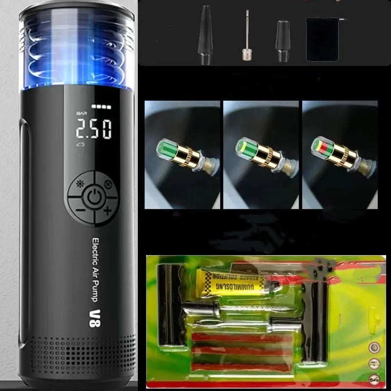 CS-V8 electric tyre inflator with digital display and long cable for vehicle maintenance