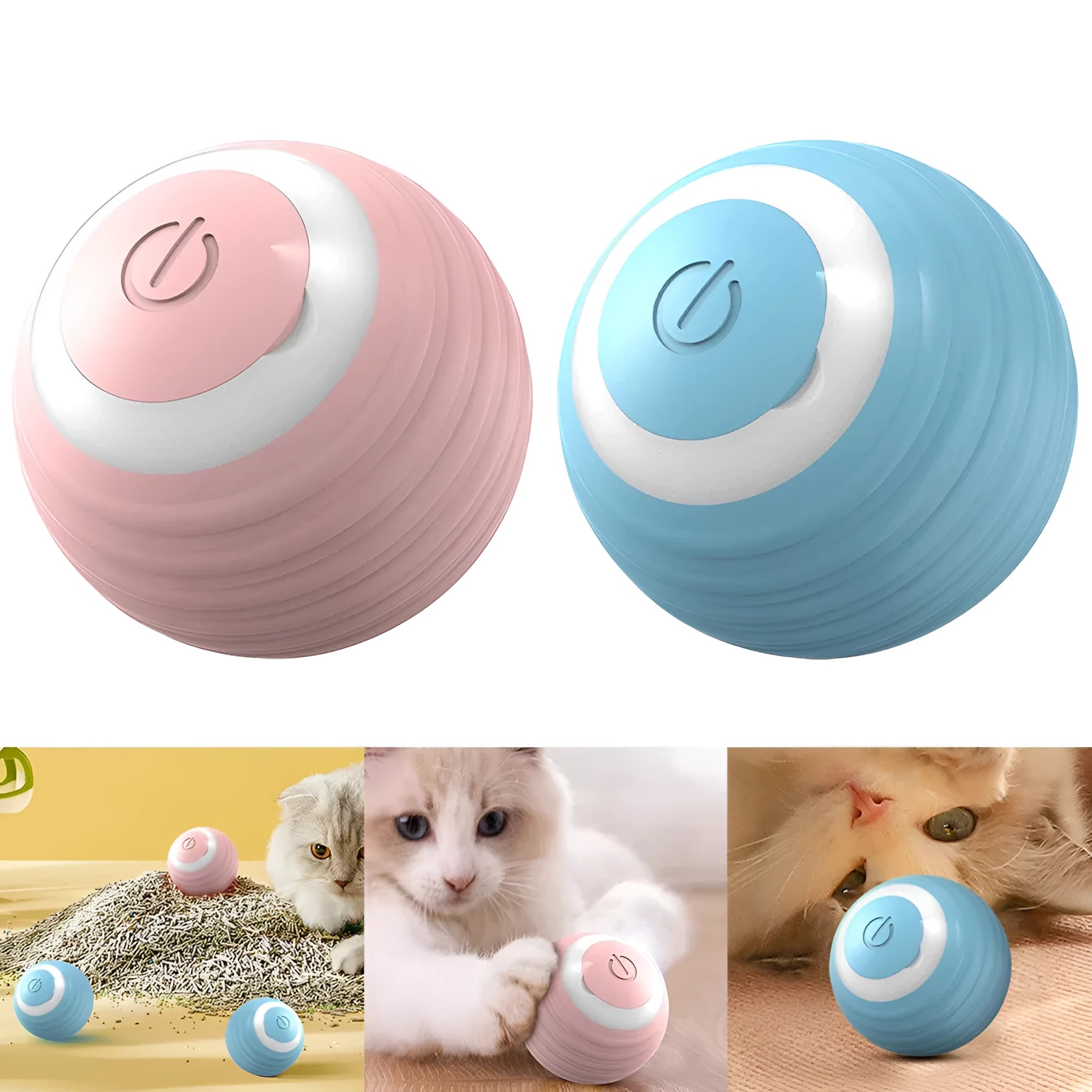 Automatic moving bouncing rolling ball cat toy in blue colour with charging cable