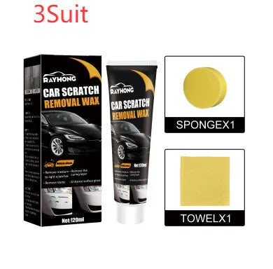 Car scratch wax 120ml kit with polishing sponge and cleaning towel for paint surface maintenance