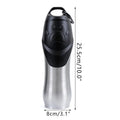 Stainless steel pet water bottle in 750ml size, natural steel finish, portable for dogs and cats