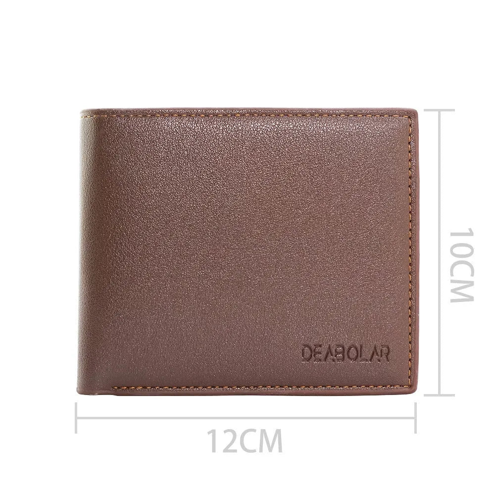 Men's leather wallet with a zipper closure, individually packaged for gift-giving.