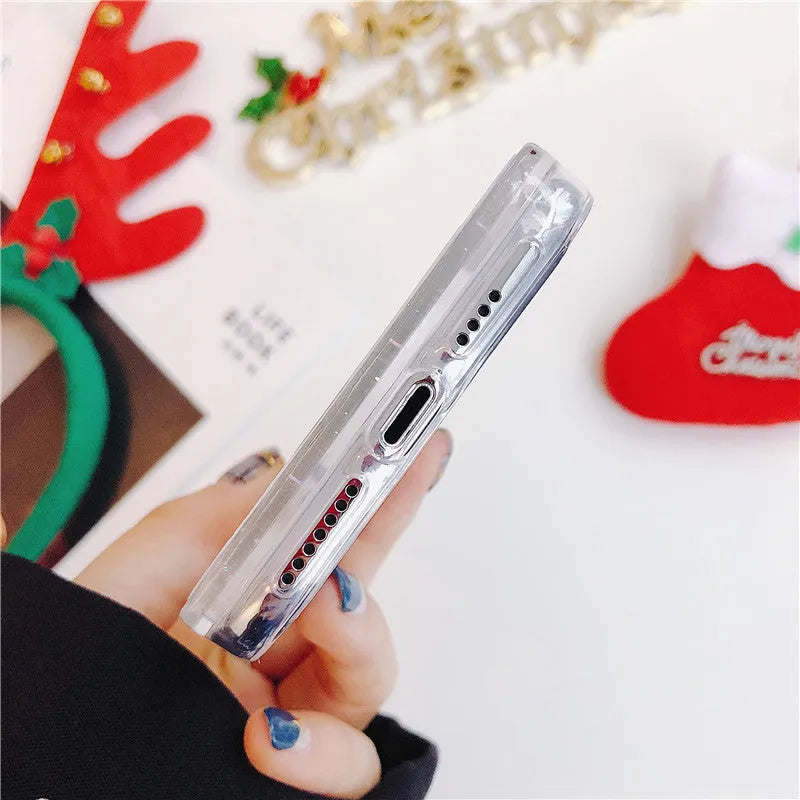 Quicksand design phone case with transparent double layer and Christmas colour options