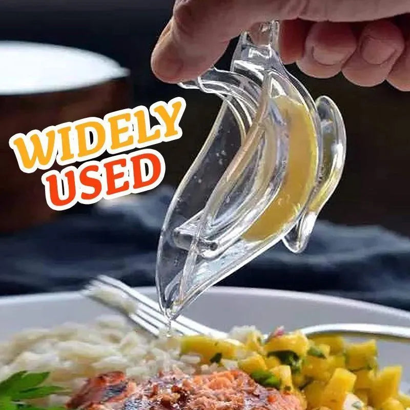 Clear acrylic bird-shaped manual lemon juicer kitchen gadget on countertop