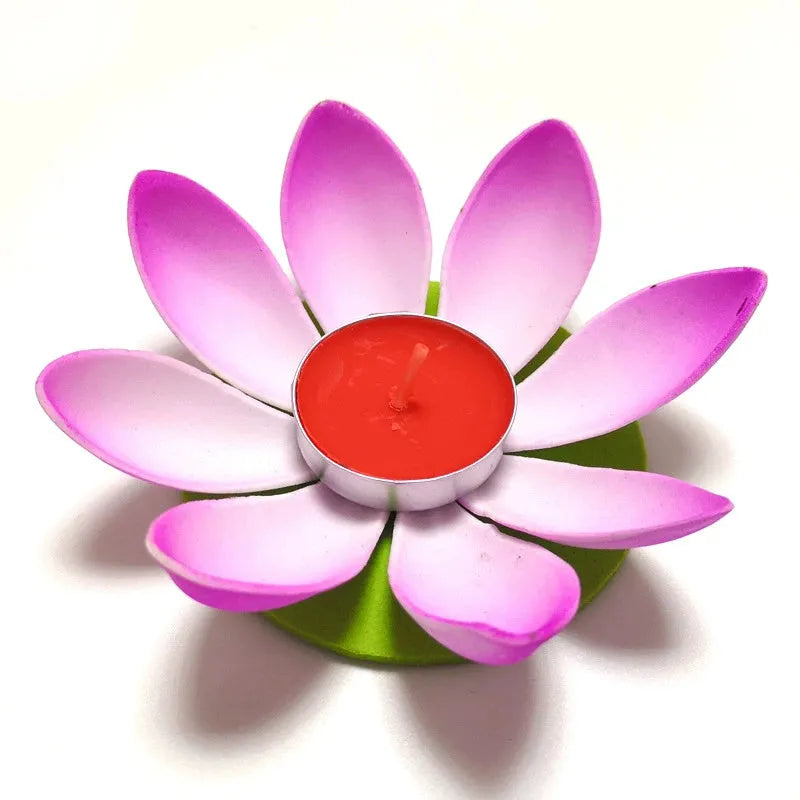 Single-layer Petal Plastic Wishing Lotus Lamp EVA Floating Water Lantern for Festival Wedding Decoration 11cm 15.5cm Purple Orange Yellow Pink Red Beige Blue