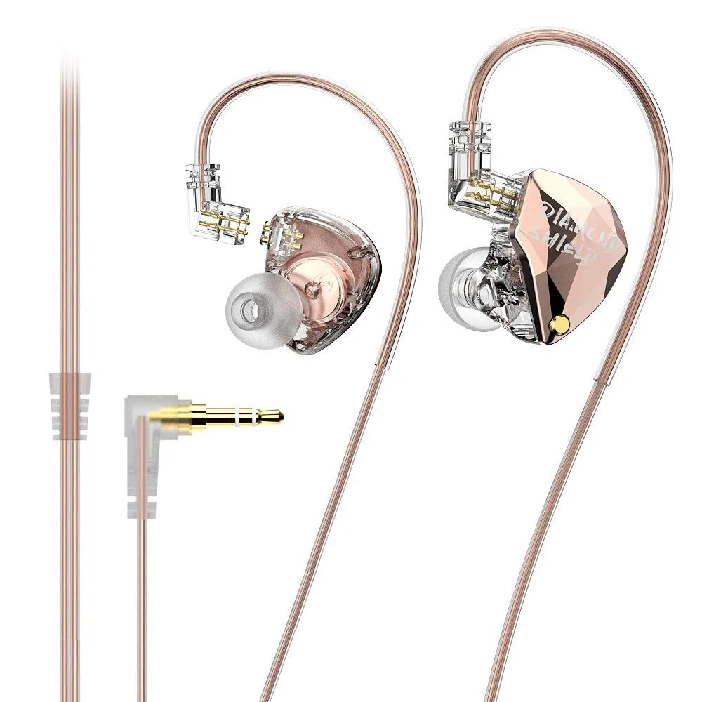 Wired ear-hook gaming headset with silver-plated cable, PC construction, 10mm driver, and 3.5mm plug