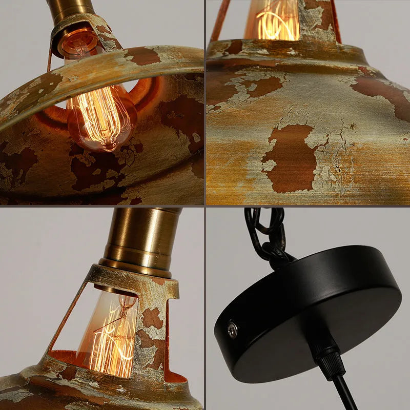 Personalised single-head iron pot cover chandelier in pastoral style for coffee restaurant dining room