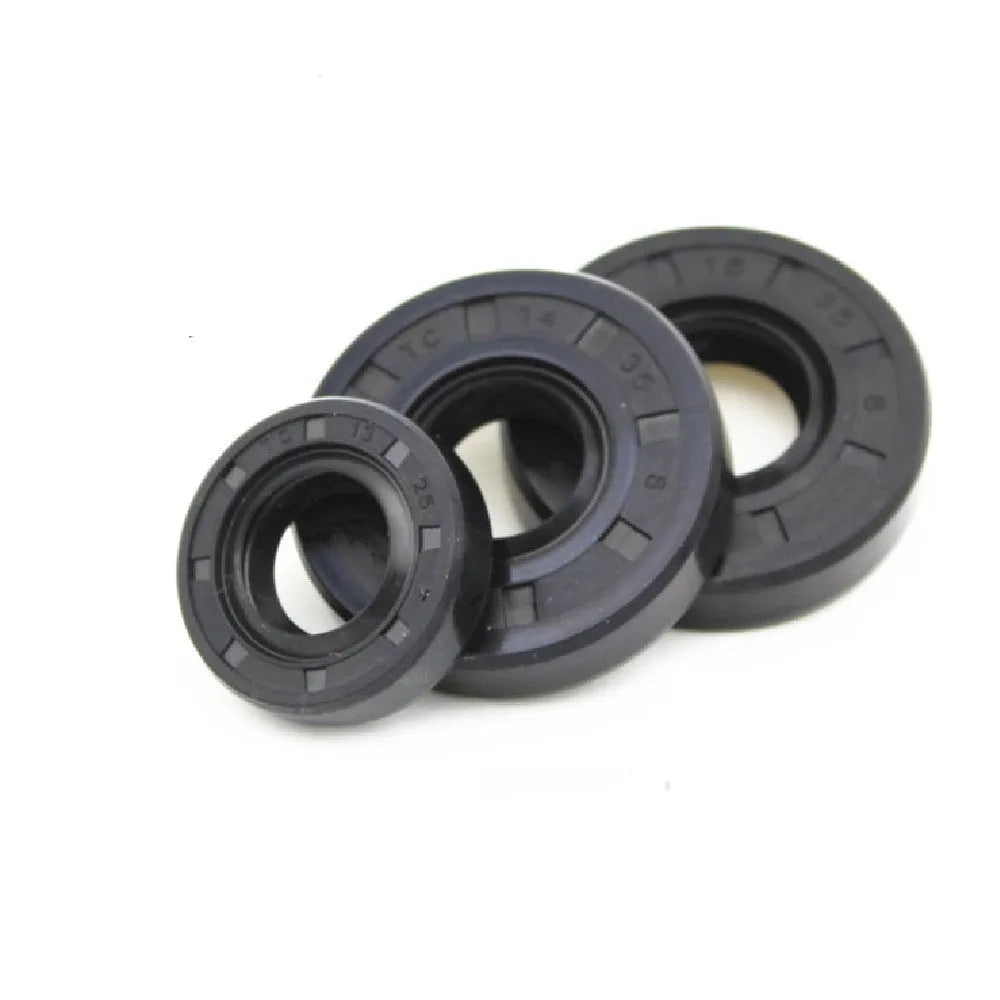 AG100 motorcycle engine oil seal kit with carbon steel frames showing multiple size options