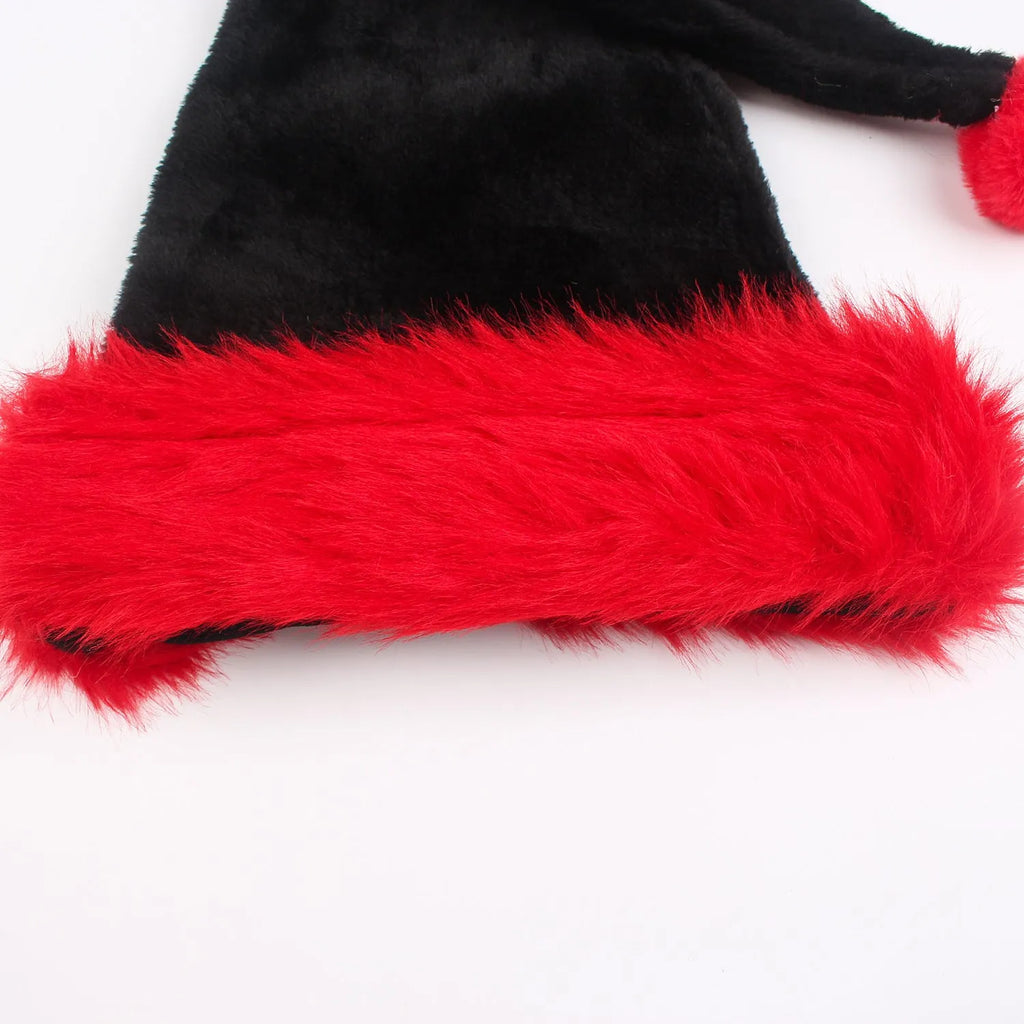 Large adult plush Christmas hat in European style with red and black or white and black colour options