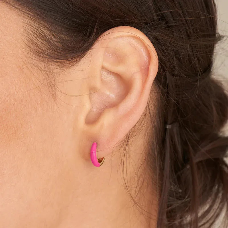 Geometric U-shaped epoxy resin earrings with a drip oil texture in multiple colour options.