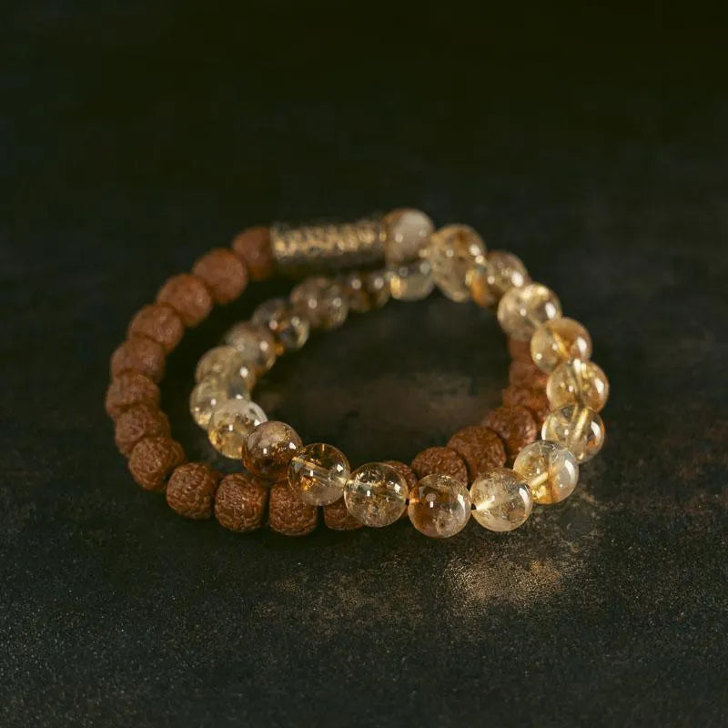 Citrine retro LCD bracelet with a double circle design and natural colour digital display