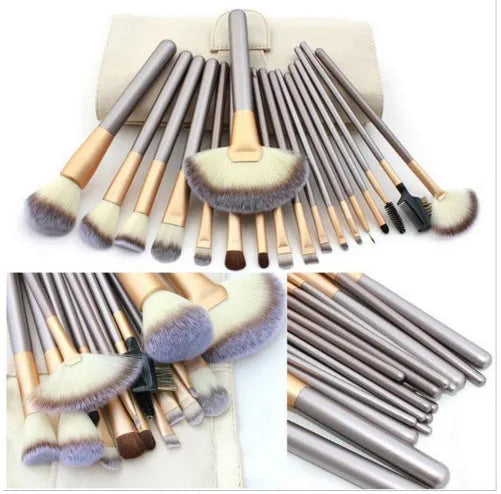 Persian make-up brush set with rice white brush heads and champagne-coloured handles
