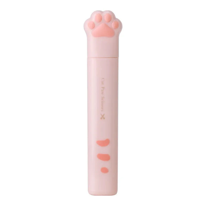 Cat paw mini folding scissors in four colours with stainless steel blades and decorative handles