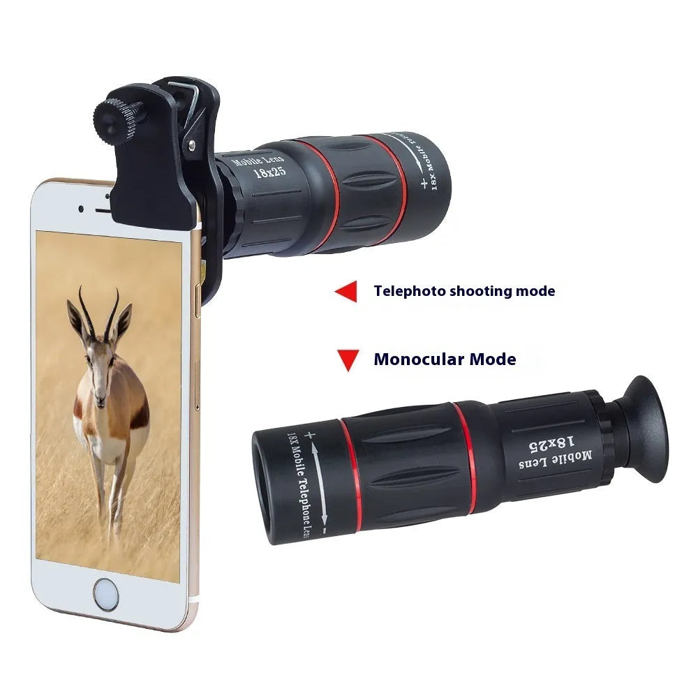 18x high-definition external telephoto lens for mobile phones with waist pack and cleaning cloth