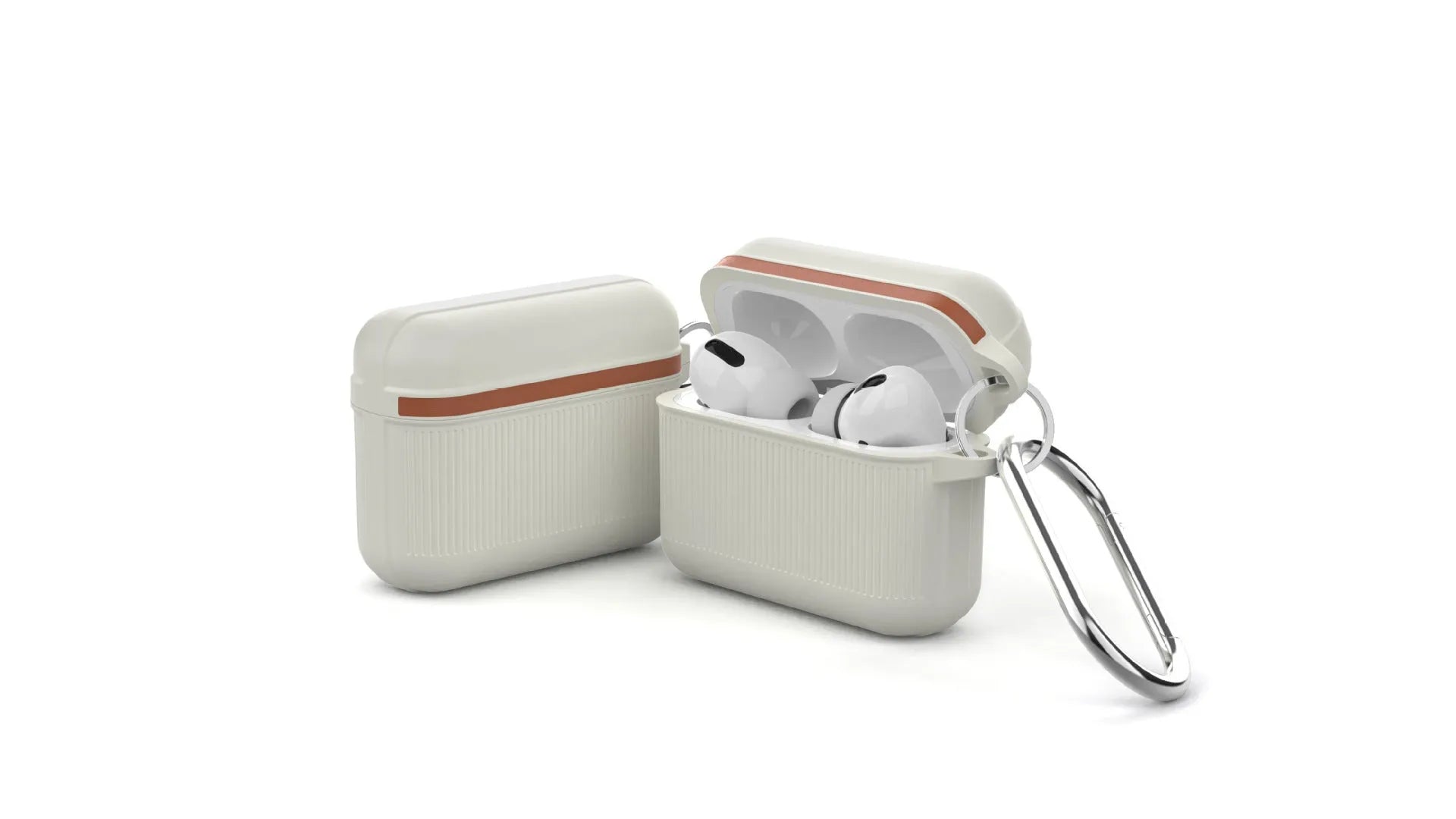 Silicone clamshell case with metal buckle for Apple AirPods 3, Pro, and 1/2 generation earphones.