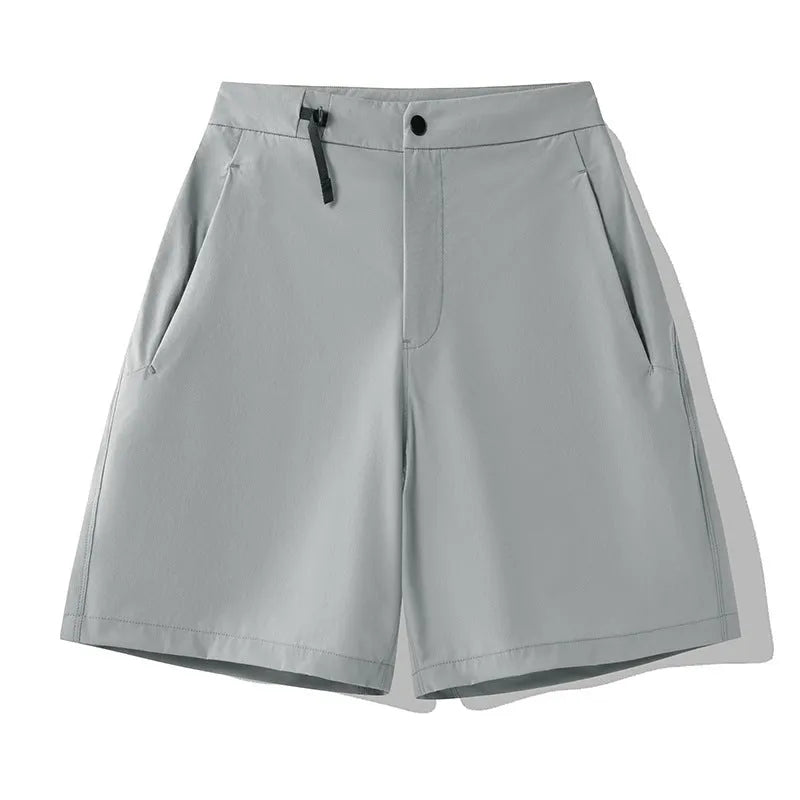 Men's Army Green quick-drying sports shorts with a 3D cut design on a neutral background.