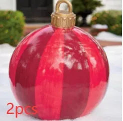 60cm diameter PVC inflatable Christmas ball decoration in various colour patterns