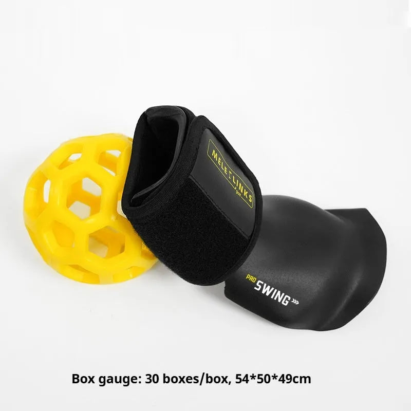 Golf swing trainer wrist holder arm bracket with PU foam fabric, black suit with green ball