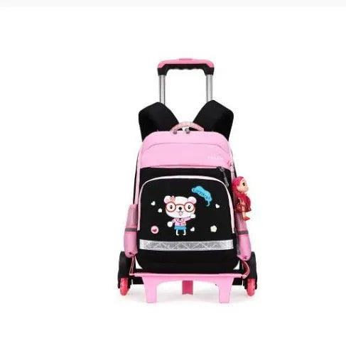 Korean detachable trolley backpack for elementary school students in black or red