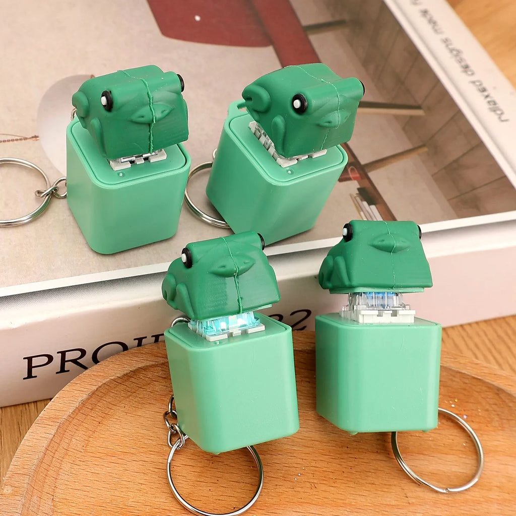 Funny croaking frog keychain rechargeable small pendant in ABS plastic