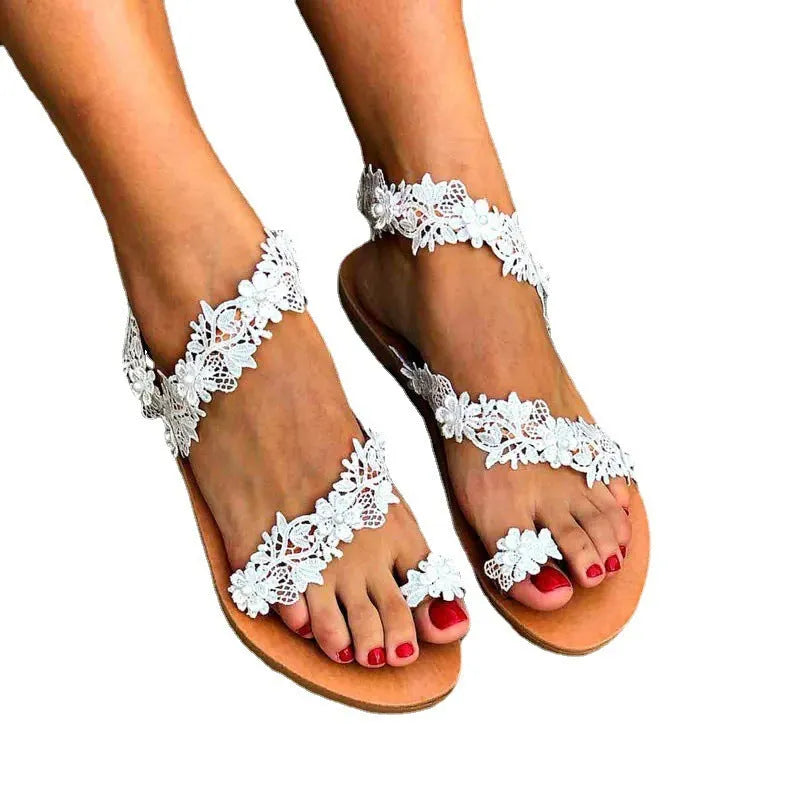 White plus size women's flat shoes with rhinestone flower decoration and round toe