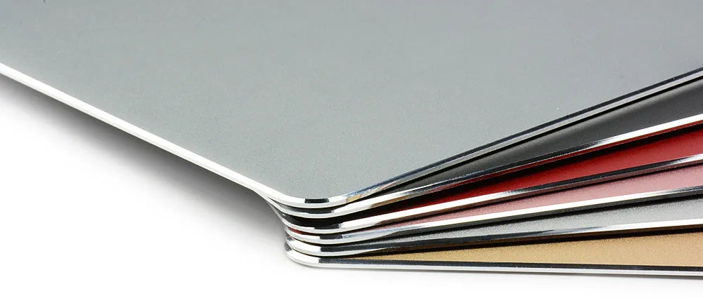 Aluminium alloy metal mouse pad double-sided with wrist support in black, gold, and silver colours, 230x180mm to 600x300mm sizes