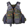 Men's outdoor fishing life vest with 11 pockets, detachable flotation, and reflective strips