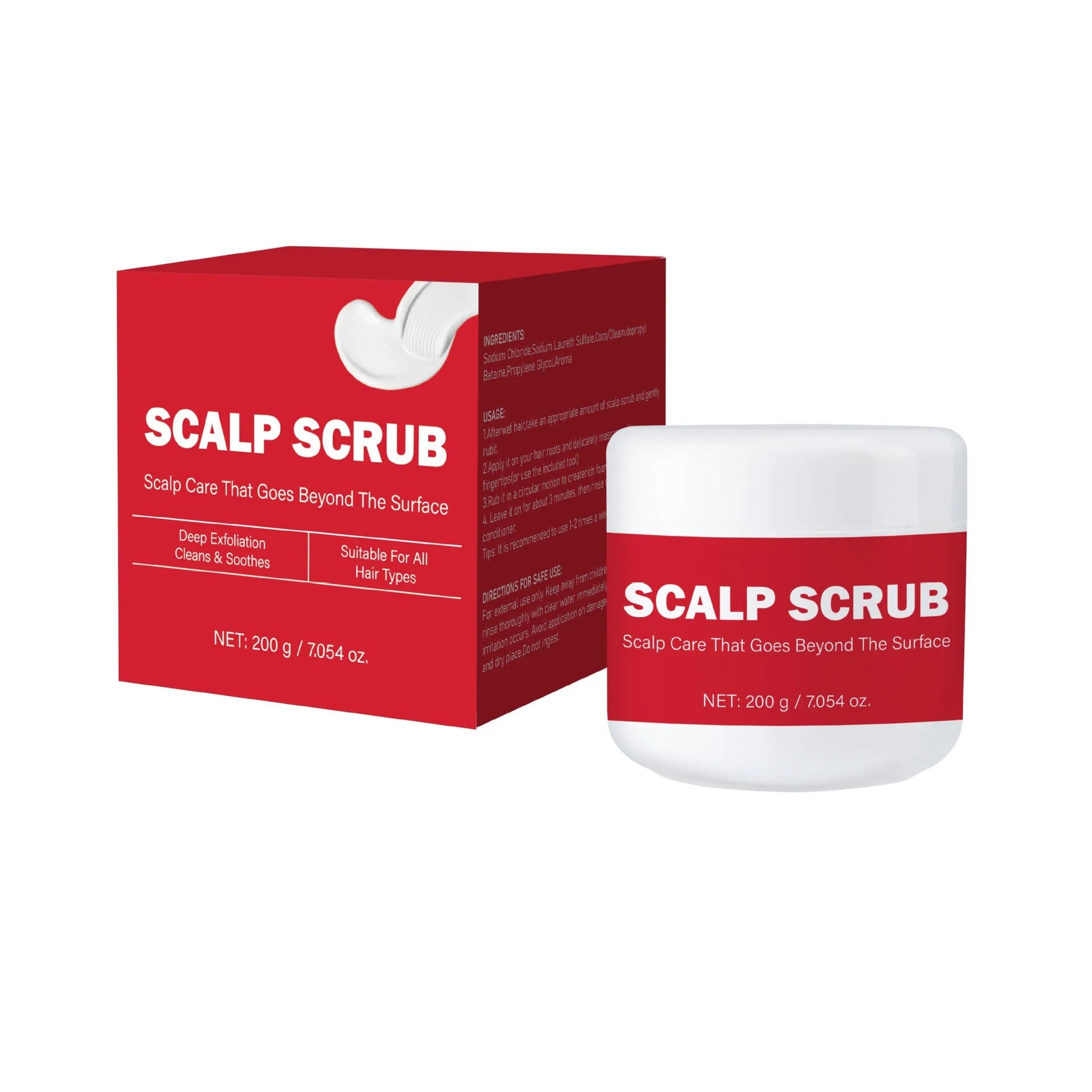 Exfoliating scalp shampoo bottle with anti-dandruff and anti-itching properties, 200g package