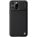 Black textured sliding phone case for Apple iPhone 13 Pro Max, shown from the back.