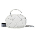 PU leather round small bag with three-layer retro patchwork design in 20x15cm size