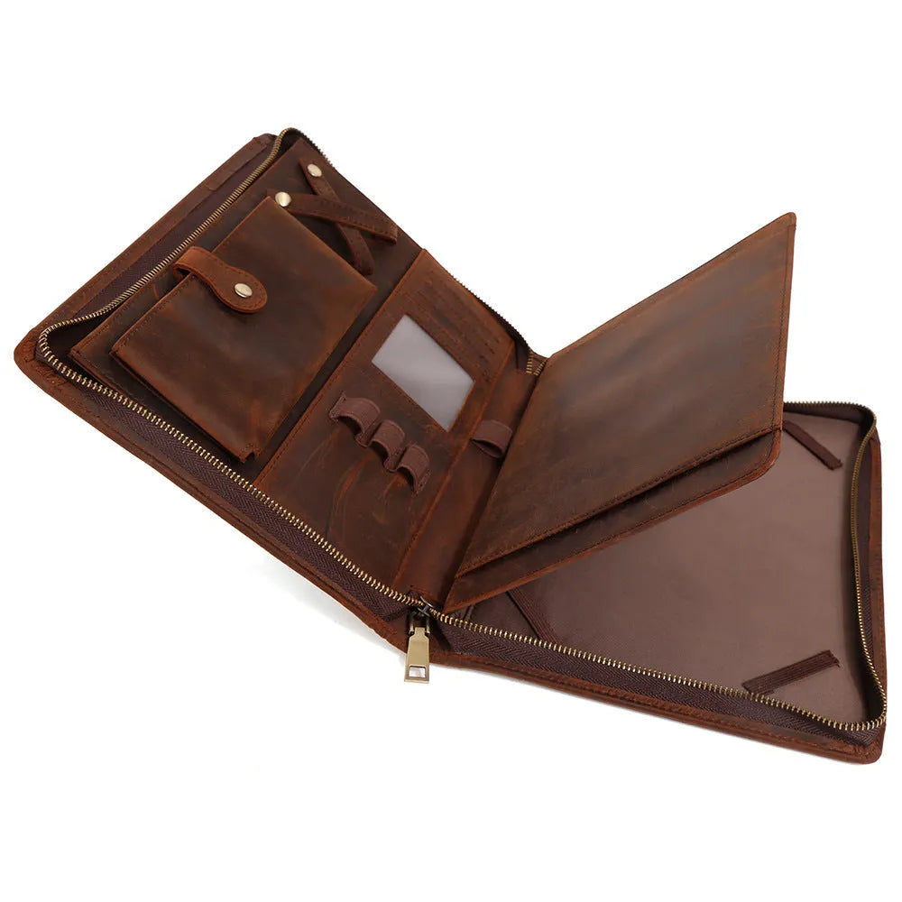 Genuine cowhide leather computer protective case for 13-15 inch laptops with sprayed finish and business style