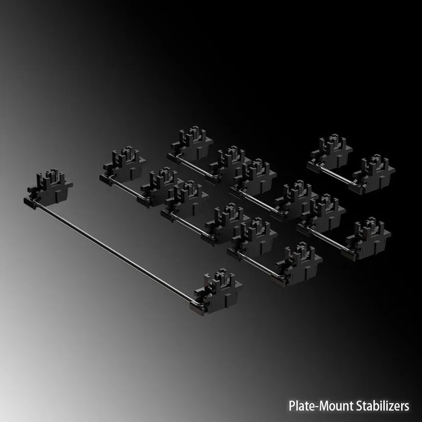 Black and milky white 6.25U and 7U satellite shafts for mechanical keyboard stabilisers