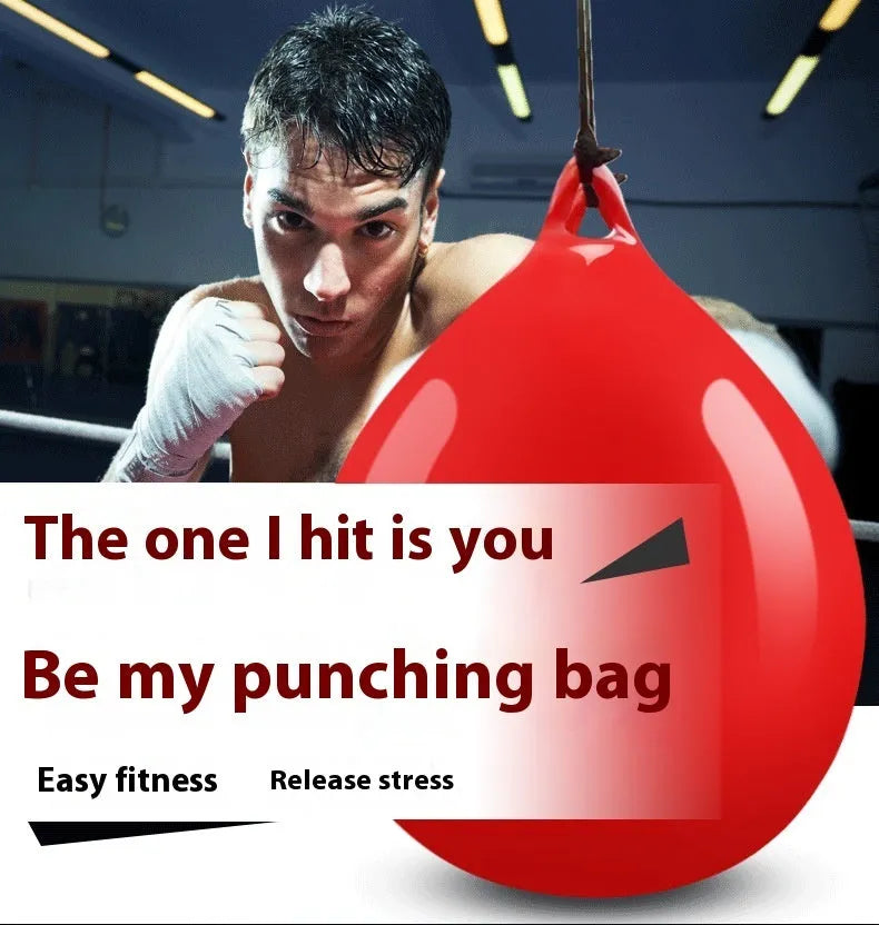 Red PVC water-filled boxing reaction ball with hook rope, 22 cm diameter for Sanda training