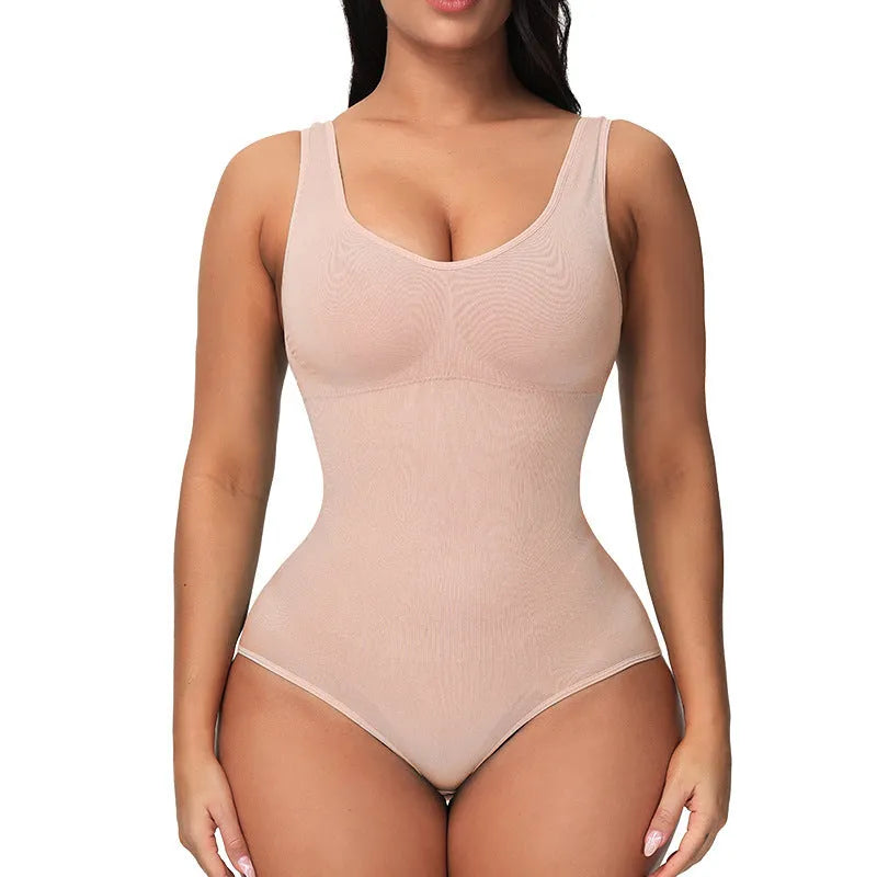 Seamless nylon corset bodysuit for waist support and body sculpting available in multiple colours