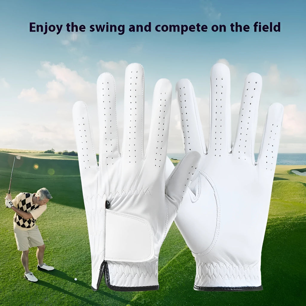 Men's leather breathable non-slip finger glove in black single left hand
