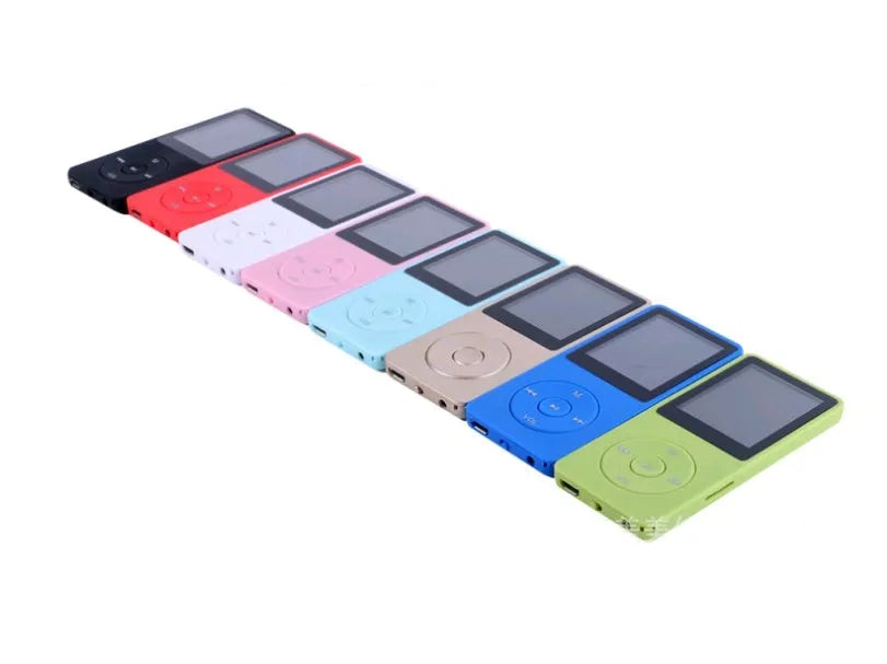 Compact black MP4 player with 1.8 inch colour screen showing media playback interface