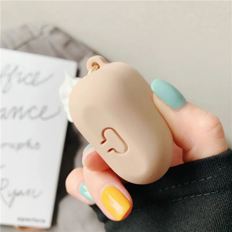 Cylinder ice cream design silicone case for Apple AirPods 2nd generation in photo color.