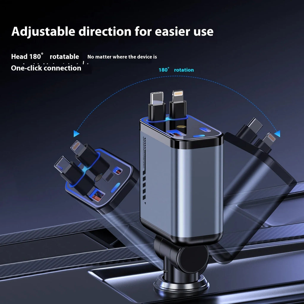 Grey 120W super fast charge star charger with Starry Sky Top and RGB flowing light, USB-C output, stretch-type design