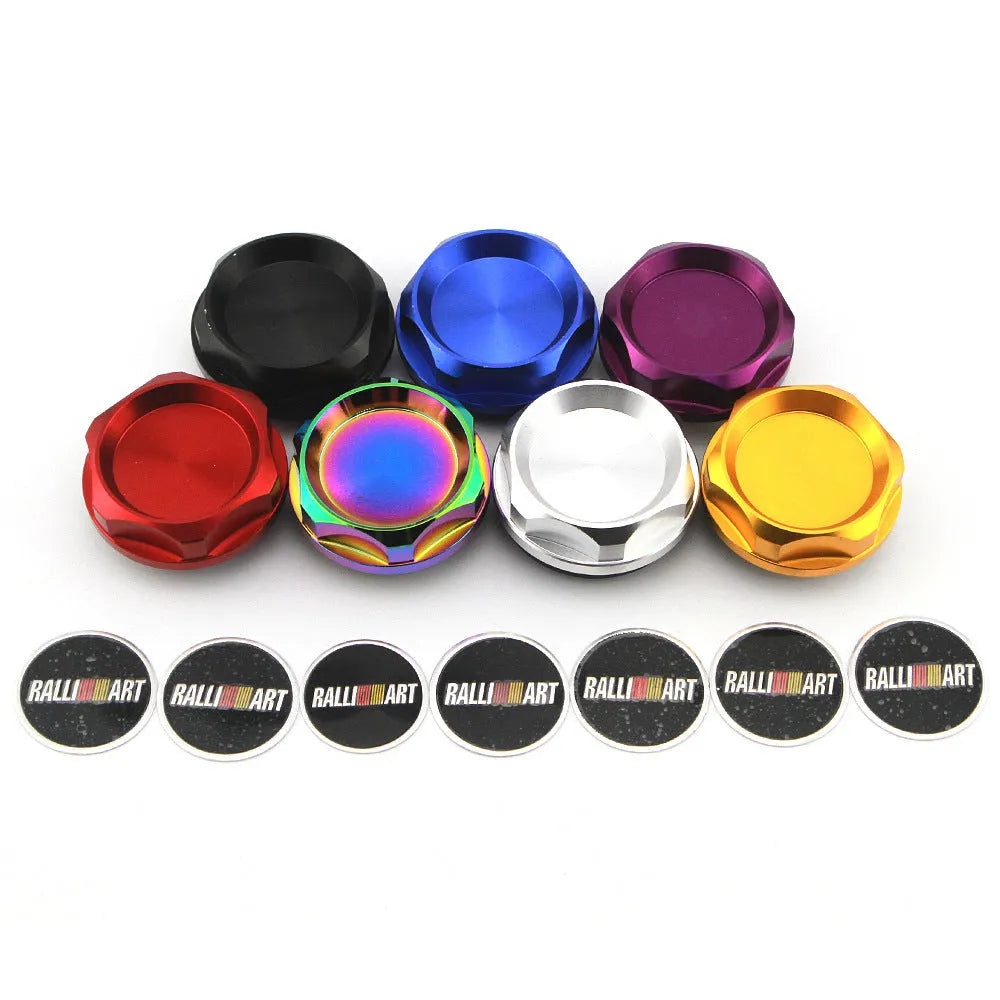Aluminium alloy oil filter cap for Mitsubishi models in six anodised colours.