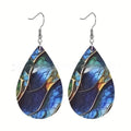 Acrylic flat branch knot drop earrings with printed geometric pattern