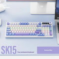 SK15 wired mechanical gaming keyboard with control knob in Black, Sunset Orange, or Autumn Water Blue colour.