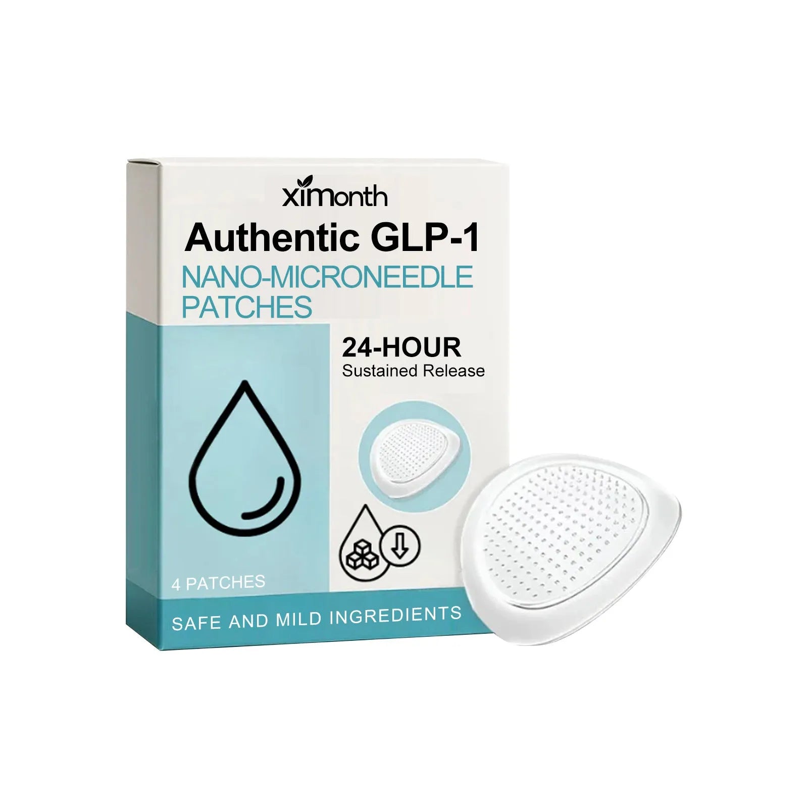 Body firming adhesive microneedle patches with acetyl hexapeptide-8 and Mint Leaf extract in pack of four