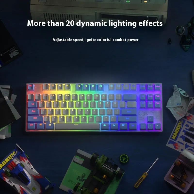 Wireless Bluetooth mechanical keyboard with metal construction and LED backlighting