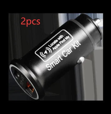 Black ABS plastic car charger locator GPS setting instrument on a dark surface.
